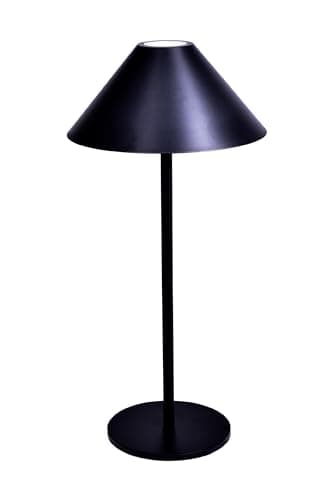 Image of TEKLED® Dual Cone Table Lamp 3 Lighting Colors Brightness | Dimmable Decorative LED with Touch Control |1800 mAh, USB Rechargeable Desk Lamp| for Bedroom, Living Room, Cafe, Bar - Black