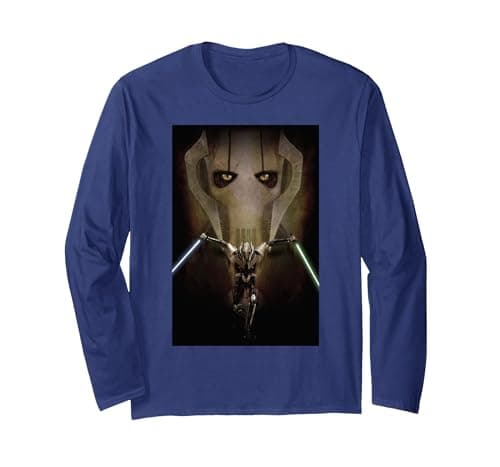 Image of Star Wars Revenge of The Sith General Grievous Poster Art Long Sleeve T-Shirt, Adult Unisex, Navy Blue, Large