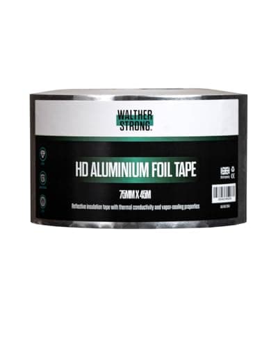 Image of Walther Strong 75mm x 45m Aluminium Foil Tape Insulation Tape For Insulating And Sealing Duct. Easy Tear and Peel Aluminium Tape Heat Resistant Tape. Moisture and Chemical Resistant Tape