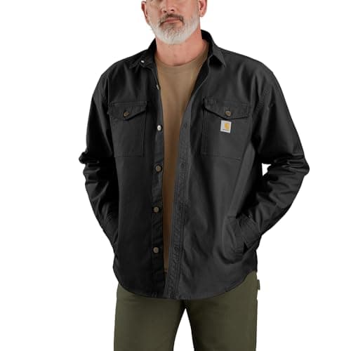 Image of Carhartt Men's Montana Rugged Flex Loose Fit Duck Shirt Jac, Black, L Big Tall