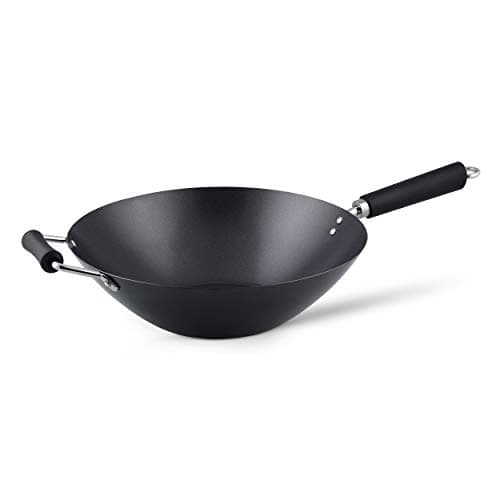 Image of Ken Hom Carbon Steel Wok, 35cm, Excellence, Induction Hobs Suitable/Metal Tool Safe/Phenolic Handle, KH435001