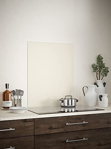 Image of Cotton Cream Glass Kitchen Splashback 600mm x 750mm
