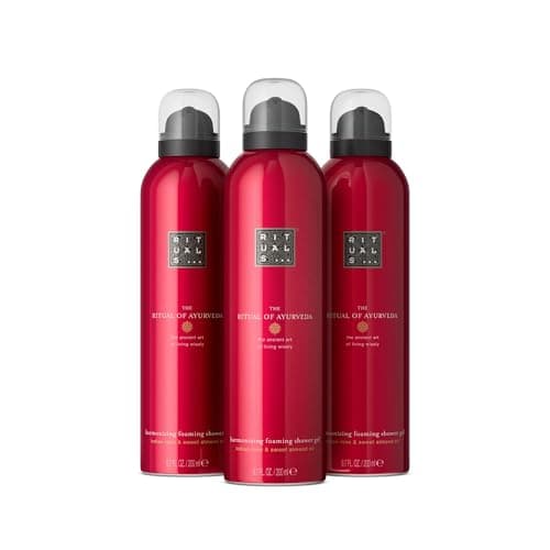 Image of RITUALS Shower Foam The Ritual of Ayurveda Value Pack - Shower Gel with Indian Rose and Almond Oil - Cleansing Foaming Shower Gel - Economy Pack, 3 x 200ml