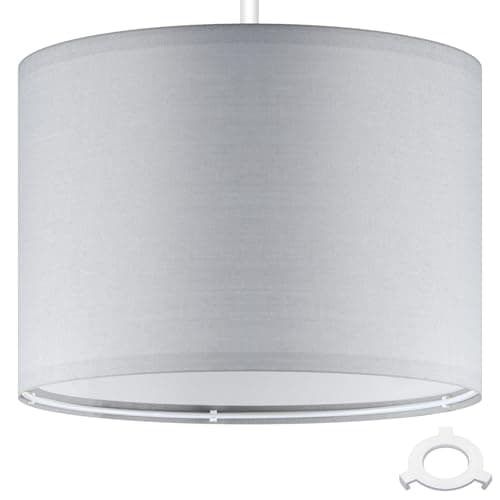Image of Weewooday 1 Set Fabric Lampshade for Ceiling Lights, Table Lamps and Floor Lamps, with E27 to E14 Adapter Ring, Modern Linen Lamp Shades for Living Room, Bedroom, Home Decoration(10 Inch,Light Grey)