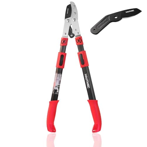 Image of HAUTMEC 70-95cm Telescopic Anvil Loppers, Loppers for Gardening Heavy Duty with Compound Action System, 5cm Cut Capacity, Extendable Thick Branch Cutters for Pruning (Loppers & Blade)