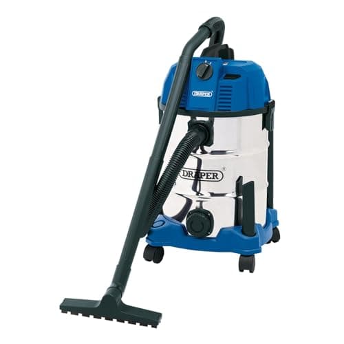 Image of Draper 20523 Wet and Dry 1600W Vacuum Cleaner with 30 Litre Stainless Steel Tank , Blue