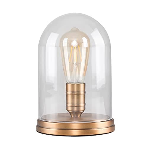 Image of MiniSun | Retro Aged Brass Effect Metal Base and Clear Glass Dome Table Lamp | Table Lamps & Home Improvements Essential