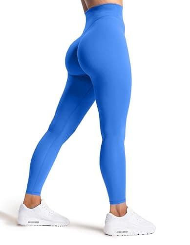 Image of Sogetdo Women's High Waisted Tummy Control Workout Leggings 7/8 Length No Front Seam Work Yoga Gym Pants S810EU-Royal Blue-L