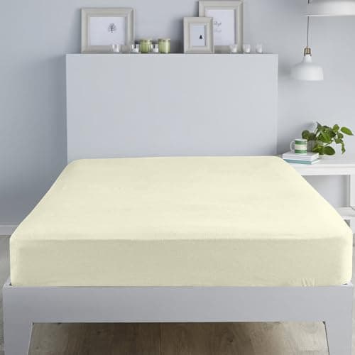 Image of Cotton Comfort Bedding 100% Brushed Cotton Flannelette Fitted Sheet King Size – Soft Warm Deep Fit Bed Sheet, Heavyweight Brushed Cotton Bedding for Cozy Winter Nights