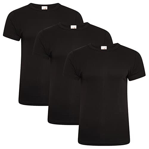 Image of Keanu Mens Thermal T Shirt - Pack of 3 - Winter Warm Brushed Underwear Short Sleeve Top Baselayer - Sizes S M L XL 2XL (Black, Medium)