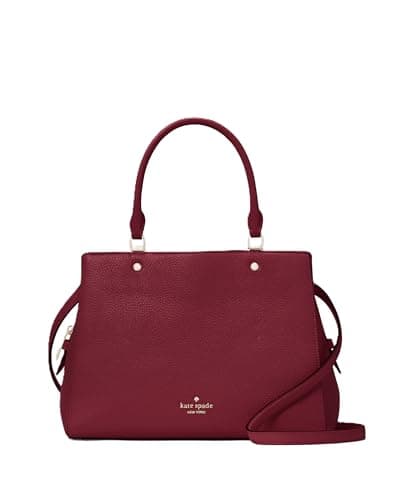 Image of kate spade new york Women's Leila Pebbled Leather Medium Triple Compartment Satchel Shoulder Bag, BlackBerry Preserves, One Size