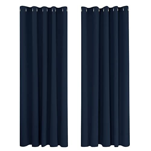 Image of Deconovo Super Soft Eyelet Curtains Thermal Insulated Blackout Curtains for Bedroom 66 x 54 Inch Navy Blue 2 Panles