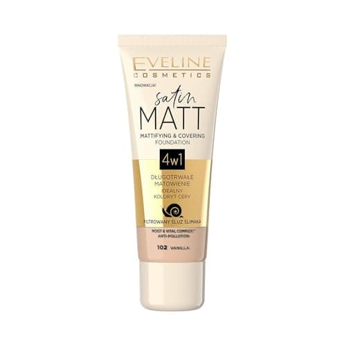 Image of Eveline Cosmetics Satin Matt Foundation with Snail Slime Filtrate - Building Coverage & Pore Minimisation - 30 ml