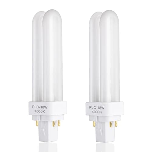 Image of Havlock 4 Pin 18W G24q-2 Compact Fluorescent Lamp Warm White 4000k 1200LM PLC CFL Energy Saving Light Bulbs AC 220-240V 2U Double Turn Tube Non-Dimmable for Corridor Bathroom Bedroom Office, 2 Pack