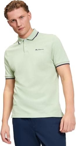 Image of Ben Sherman Mens Signature Pique Short Sleeve Polo Shirt - Pistachio - L