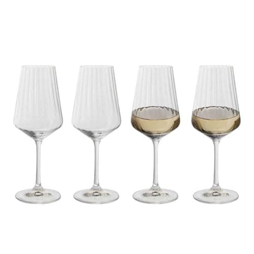 Image of Dartington Crystal Cheers! Optic White Wine Glasses – 350ml Set of 4