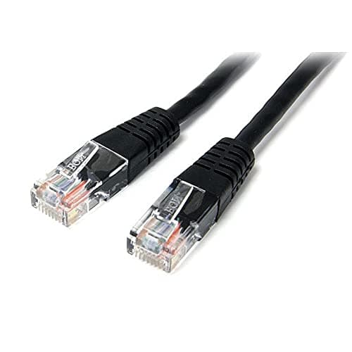 Image of StarTech 15m Cat5e Patch Cable with Molded RJ45 Connectors - Black - Cat5e Ethernet Patch Cable - 15 m UTP Cat 5e Patch Cord (M45PAT15MBK)