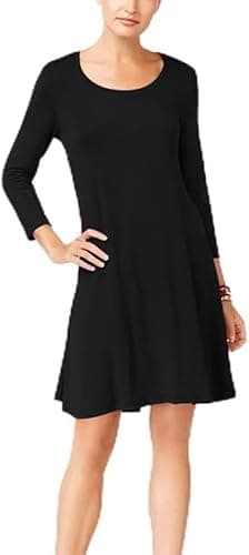 Image of harlogistics Skater Dress for Women - Long Sleeve Swing Flared Casual Dress UK - Plain Lace Mini Short Dresses for Girls - Party Wear, Daily Wear, Travel, Beach Dresses (Black, 12)