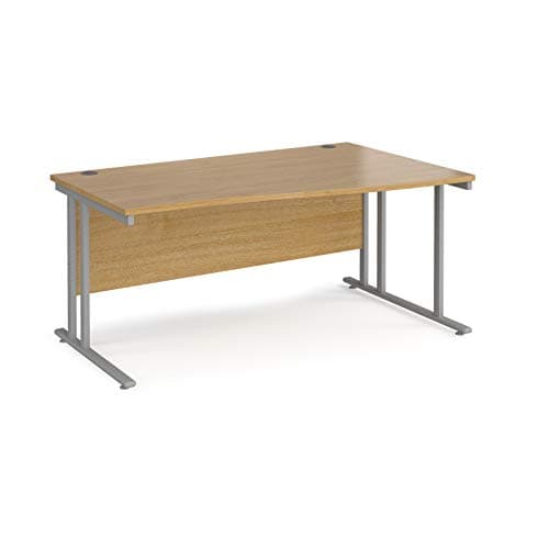 Image of Mr Office Maestro 25 right hand wave desk - silver cantilever leg, Oak, 1600
