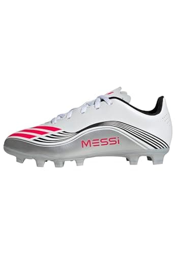 Image of adidas F50 Messi Club Firm Multi Ground Football Boots Kids, FTWR White/Lucid red/Silver met, 5 UK Child