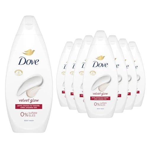 Image of Dove Body Wash 0% Sulfate SLES for Women Made with Naturally Derived Cleansers and Plant Based Moisturiseres Gently Cleanses for Softer and Smoother Skin, 225ml (10 Pack, Velvet Glow)