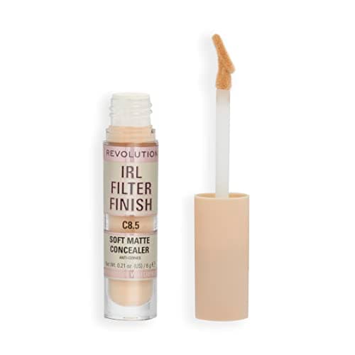 Image of Makeup Revolution IRL Filter Finish Concealer, Medium to Full Coverage, Matte Finish, C8.5, Medium Skin Tones, 6g