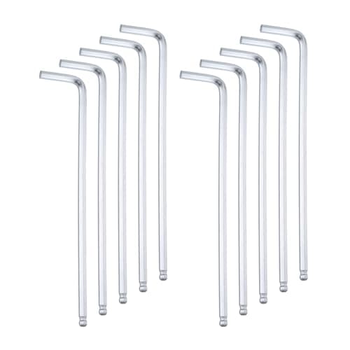 Image of sourcing map 10pcs Ball End Hex Key Wrench 4mm Metric Chrome-Vanadium Steel L-Shape Long Arm Hexagon Wrenches Repairing Tool for Home Bike Motorcycle Repair, Silver
