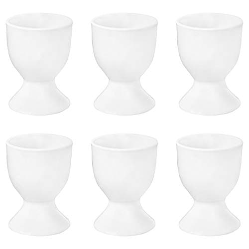 Image of 6X White Egg Cup Holder Set - Classic Style Porcelain Cups for Hard Soft Boiled Eggs - Microwave and Dishwasher Safe - by Argon Tableware
