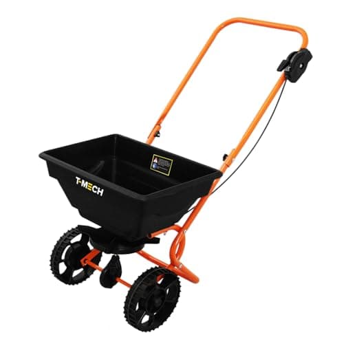 Image of T-Mech Rotary Spreader Seed Fertiliser Grass Gritter Rock Salt Lawn Garden Outdoor Sand Grit Winter Fertilizer Variable Flow 55lbs / 25kg