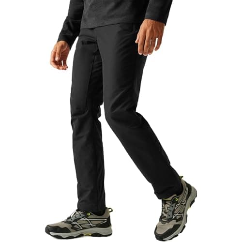 Image of Regatta Mens Highton Hiking Trousers Stretch Water Repellent Quick Dry Winter Walking Black