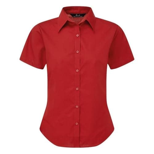 Image of Premier Short Sleeve Poplin Blouse/Plain Work Shirt (18) (Red)