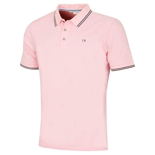 Image of Calvin Klein Mens Campus Tipped Polo Shirt - Baby Pink Tipped - XL