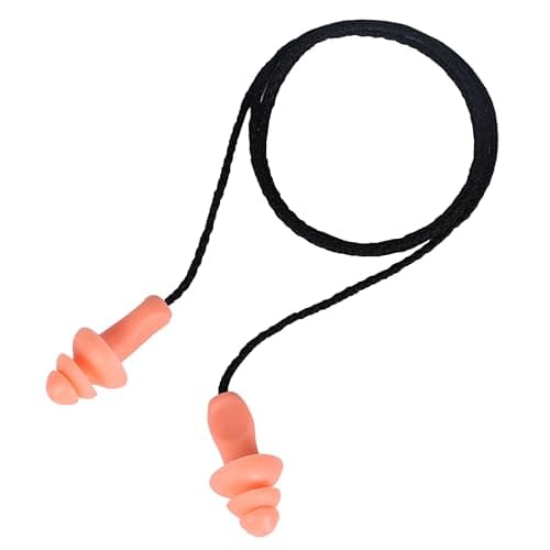 Image of Bison Life NoiseGard EP3232 Reusable Corded Ear Plugs – 31dB SNR, Orange TPR Multi-Flange Design, Washable Hearing Protection for Construction, Aviation, Engineering & Industrial Noise (25 Pairs)