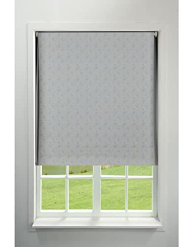 Image of Blackout Roller Blind, Traditional Floral, GREY Thermal Blackout Blind (60 cm)