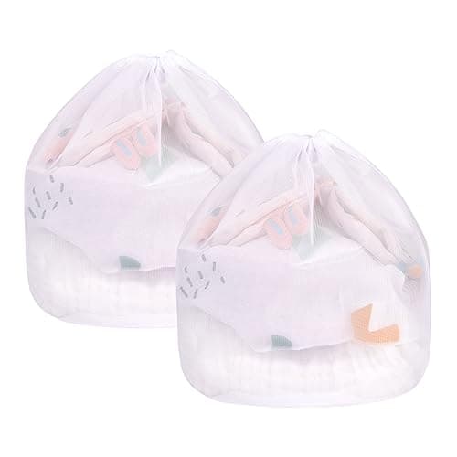 Image of flintronic Drawstring Mesh Laundry Bag, 2PCS Fine Net Durable Drawstring Laundry Bag, 30 x 40 cm Mesh Laundry Wash Bags for Washing Machine Travel, Delicates, Bra, Baby Cloths,Toy Storage