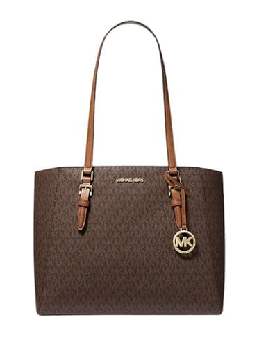 Image of Michael Kors Charlotte Large 3-in-1 Tote Crossbody Handbag Leather, Brown Signature