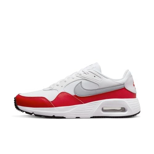 Image of NIKE Men's Air Max Sc Sneaker, White Wolf Grey University Red Black, 9.5 UK