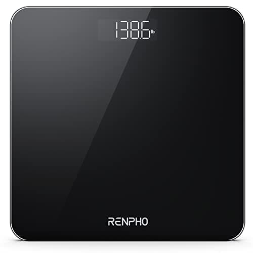 Image of RENPHO Digital Bathroom Scales Weighing Scale with High Precision Sensors Body Weight Scale for Fitness (Stone/lb/kg) - Black, Large Platform 280 * 280mm, Core 1S