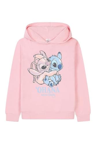 Image of Disney Girls Lilo and Stitch Pink Hoodie Stitch and Angel Kids Hoody (10-11 Years)