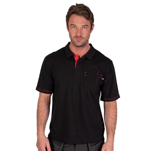 Image of Lee Cooper LCTS011 Men's Classic Workwear Pique Collared Cotton Polo Shirt, Black, L