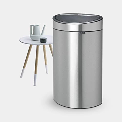 Image of Brabantia 40L Kitchen Touch Bin New (Matt Steel) Removable Lid, Soft-Touch Open, Easy Clean Rubbish Waste Bin + Free Bin Bags