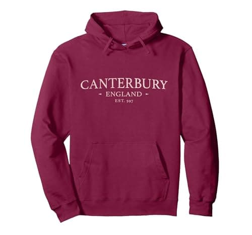 Image of Canterbury England - Simple Canterbury UK CV14 Pullover Hoodie, Adult Unisex, Burgundy, Large