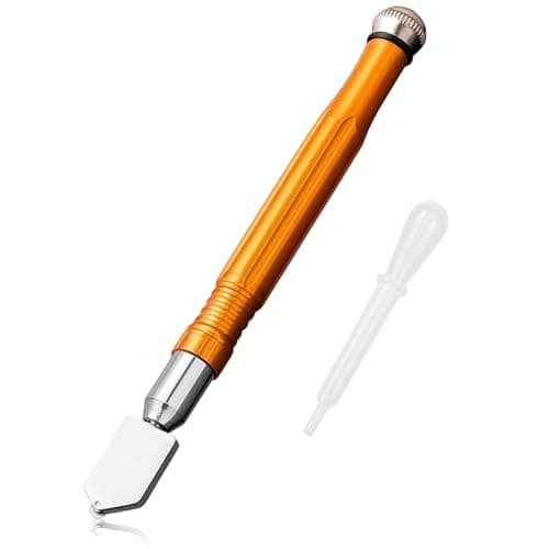 Image of Professional Carbide Alloy Handle Glass Cutter Tool with Carbide Wheel Self Oiling Pencil Style Glass Cutters for Thick Glass Perspex and Tiles Glass Cutter Professional Cutting