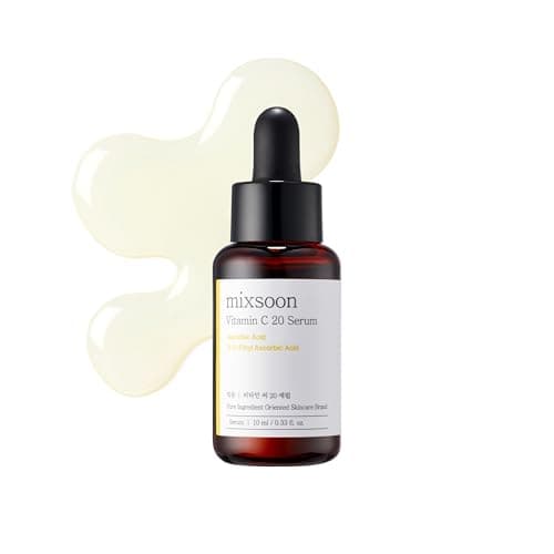 Image of mixsoon Vitamin C 20 Serum - 20% Pure L-Ascorbic Acid for Dark Spot Correction, Stabilized Face Serum with Glutathione & Niacinamide for Radiant Skin Tone, 10ml