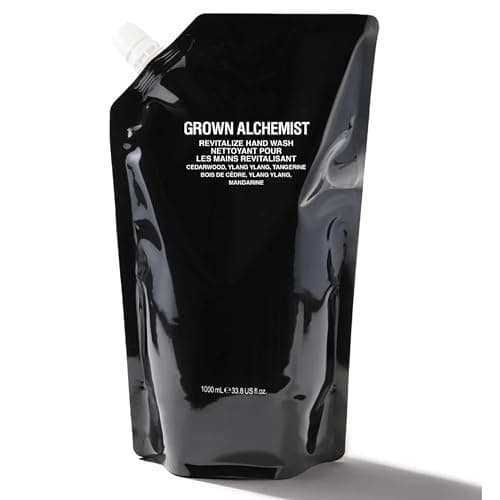 Image of Grown Alchemist Revitalize Luxury Hand Wash Refill - Cedarwood, Organic Hand Soap - Natural Vegan Bioactive Botanicals for Sensitive Skin, Moisturising, Hydrating Liquid Gel Handwash 1 Litre Pouch