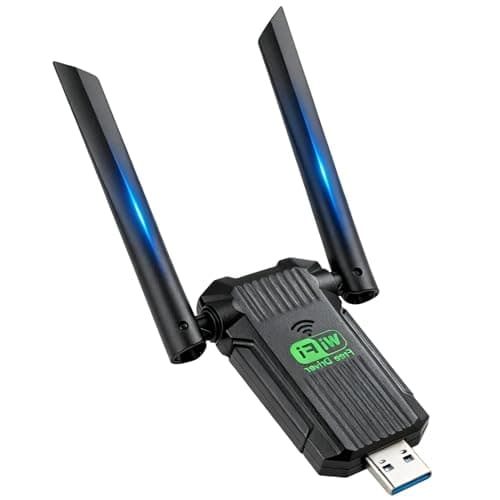 Image of 1300Mbps WiFi Dongle, USB 3.0 WiFi Adapter with 5dBi Dual Band, 5GHz/2.4GHz High Gain Double Antenna, USB Wireless Adapter Dongle for PC Desktop Laptop, Supports Windows 11 10 8 7 Vista XP