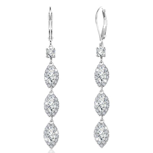 Image of Sterling Silver Leverback Drop Earrings, ALEXCRAFT Long Zirconia Dangle Earrings for Women Trendy Hypoallergenic 925 Sterling Silver Lightweight Dangling Teardrop Earring Brides Engagement Wedding