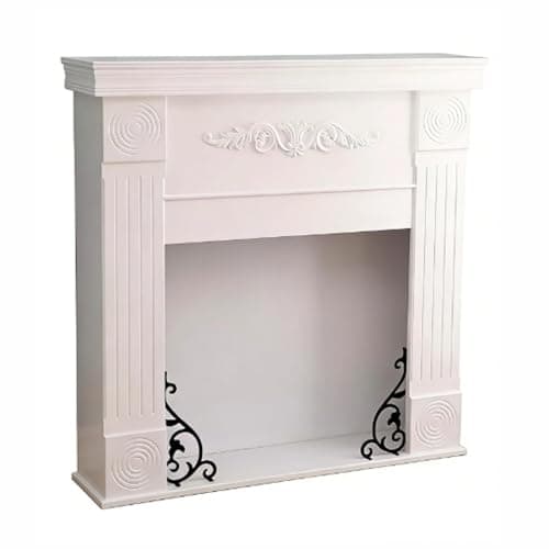 Image of Marble Fireplace White Decorative Fireplace Mantel Freestanding Surround with Roman Column Fireplace Frame(Small)