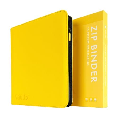 Image of Vault X 12 Pocket Trading Card Zip Binder - 480 cards, Premium Exo-Tec Album Material, 20 Side-Loading Pages, Folder for Collectible Card Games, Sports, TCG (Yellow)