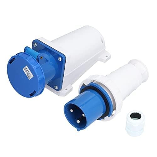 Image of 220-250V 63A Industrial Plug and Socket Set 3 Pin 2P+E IP67 Protection 3 Phase Power Connector for Harsh Environments